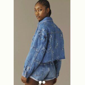 NWT Pilcro Embroidered Utility Denim Jacket